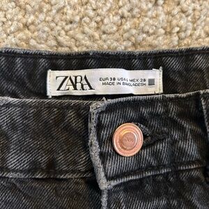 Zara black distressed high waisted jean shorts